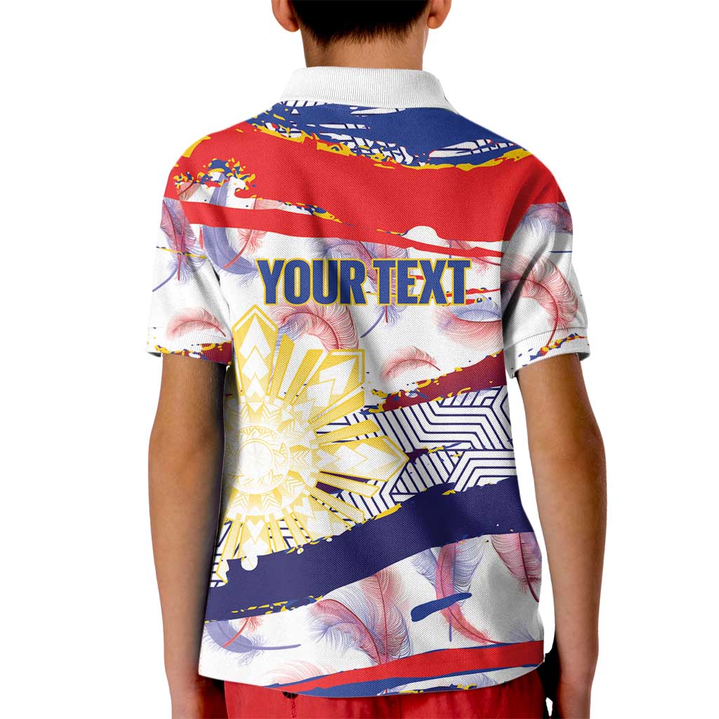 Philippines Sun Tattoo Kid Polo Shirt Feathers Filipinas Grunge Style White
