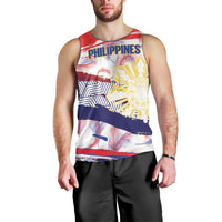 Philippines Sun Tattoo Men Tank Top Feathers Filipinas Grunge Style White