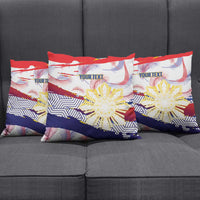 Philippines Sun Tattoo Pillow Cover Feathers Filipinas Grunge Style White