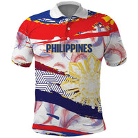 Philippines Sun Tattoo Polo Shirt Feathers Filipinas Grunge Style White