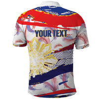 Philippines Sun Tattoo Polo Shirt Feathers Filipinas Grunge Style White
