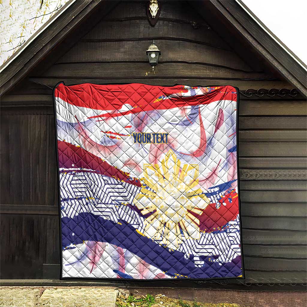 Philippines Sun Tattoo Quilt Feathers Filipinas Grunge Style White