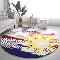 Philippines Sun Tattoo Round Carpet Feathers Filipinas Grunge Style White