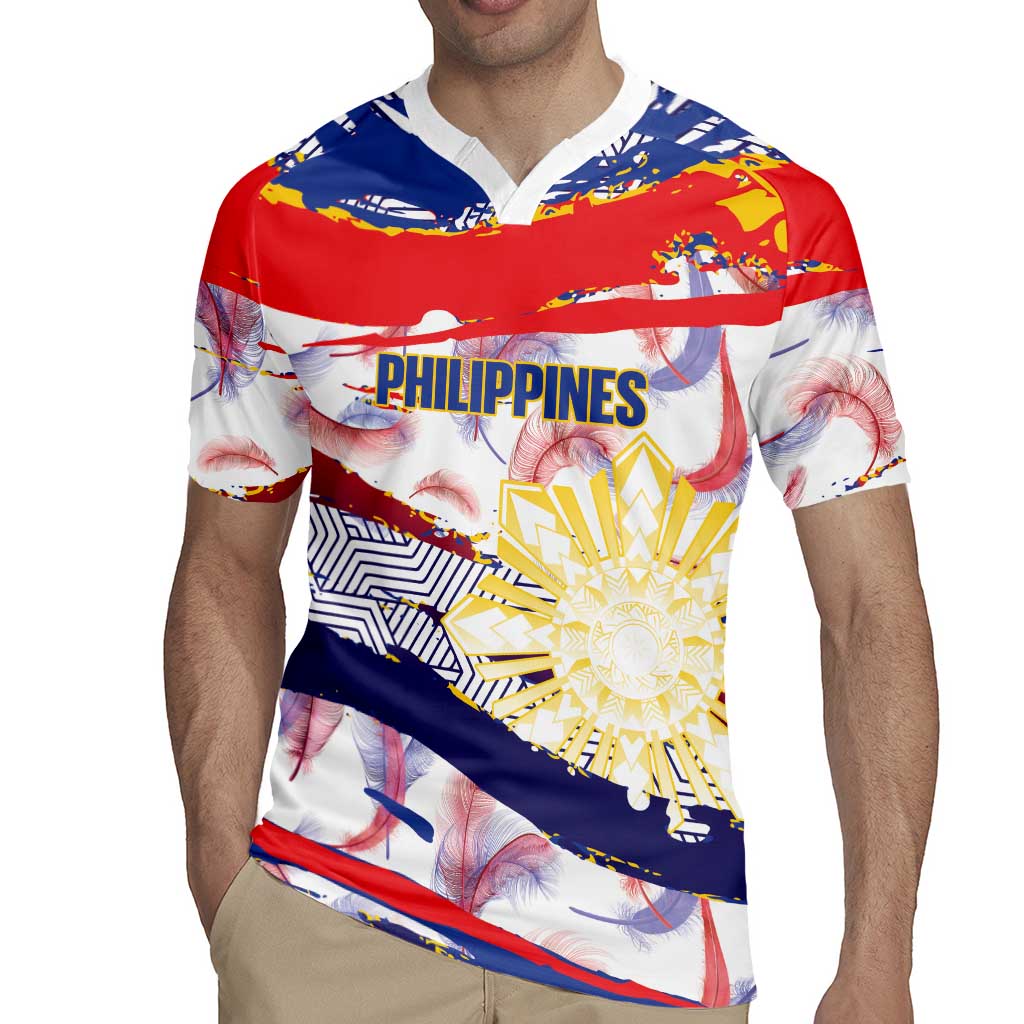 Philippines Sun Tattoo Rugby Jersey Feathers Filipinas Grunge Style White