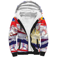 Philippines Sun Tattoo Sherpa Hoodie Feathers Filipinas Grunge Style White