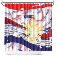 Philippines Sun Tattoo Shower Curtain Feathers Filipinas Grunge Style White