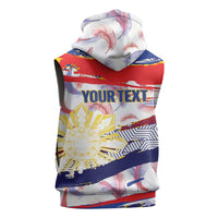 Philippines Sun Tattoo Sleeveless Zip Hoodie Feathers Filipinas Grunge Style White