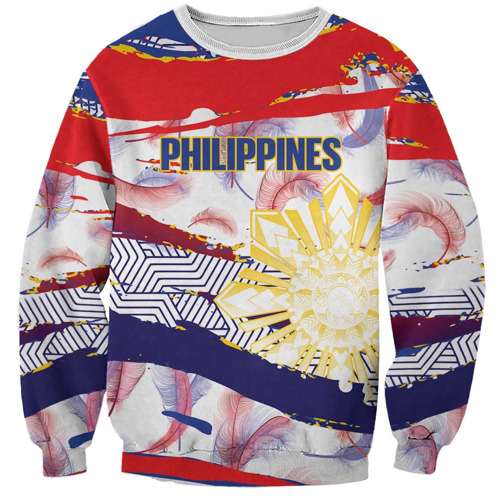 Philippines Sun Tattoo Sweatshirt Feathers Filipinas Grunge Style White