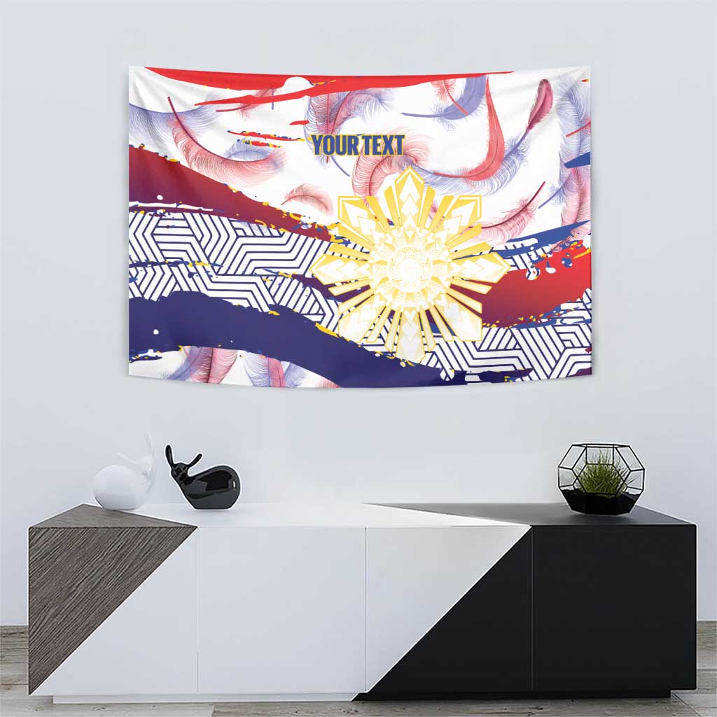 Philippines Sun Tattoo Tapestry Feathers Filipinas Grunge Style White
