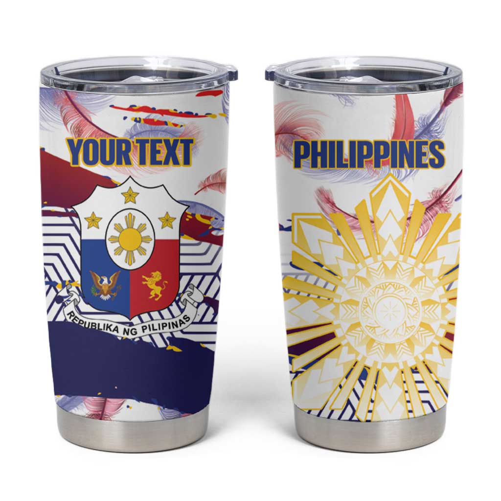 Philippines Sun Tattoo Tumbler Cup Feathers Filipinas Grunge Style White