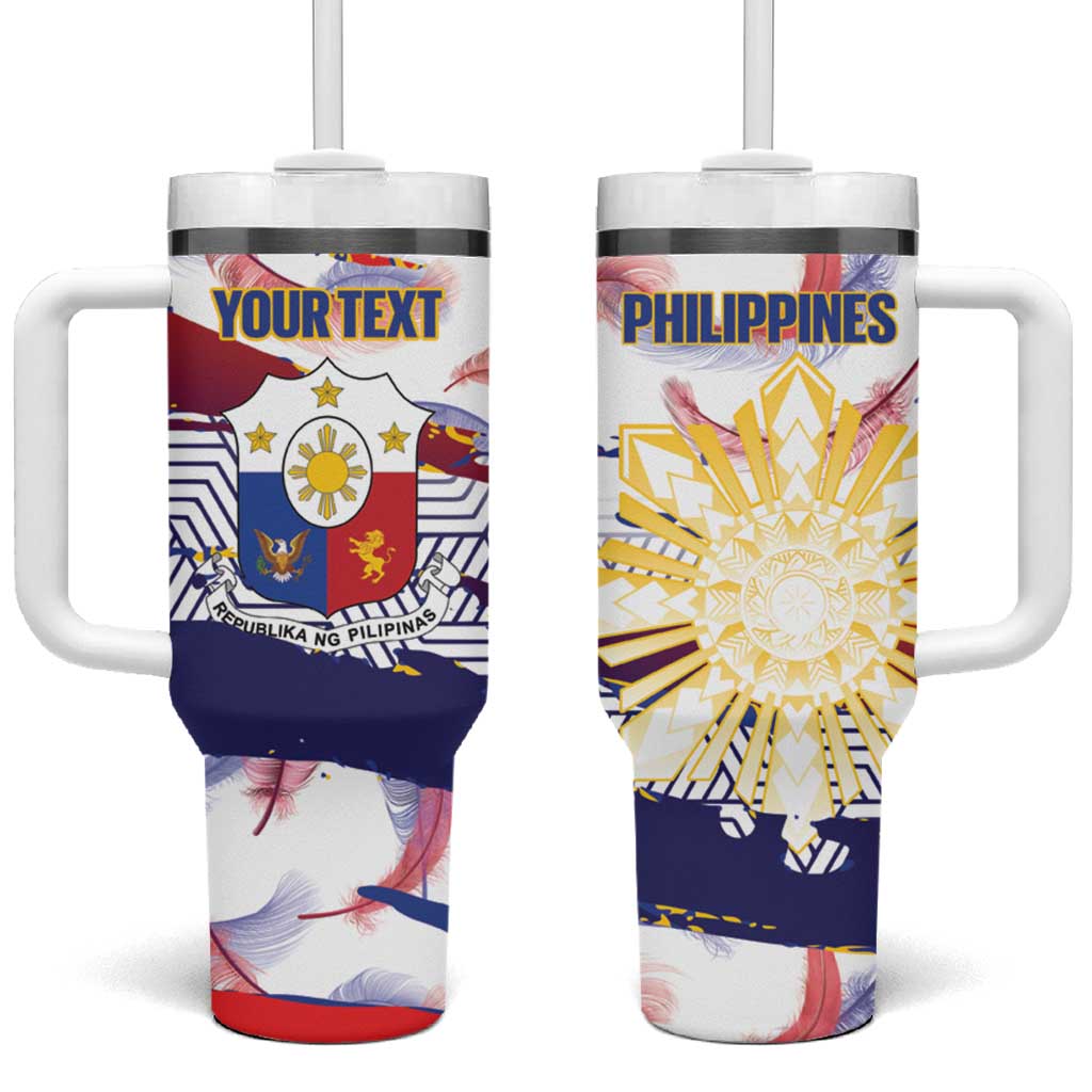 Philippines Sun Tattoo Tumbler With Handle Feathers Filipinas Grunge Style White