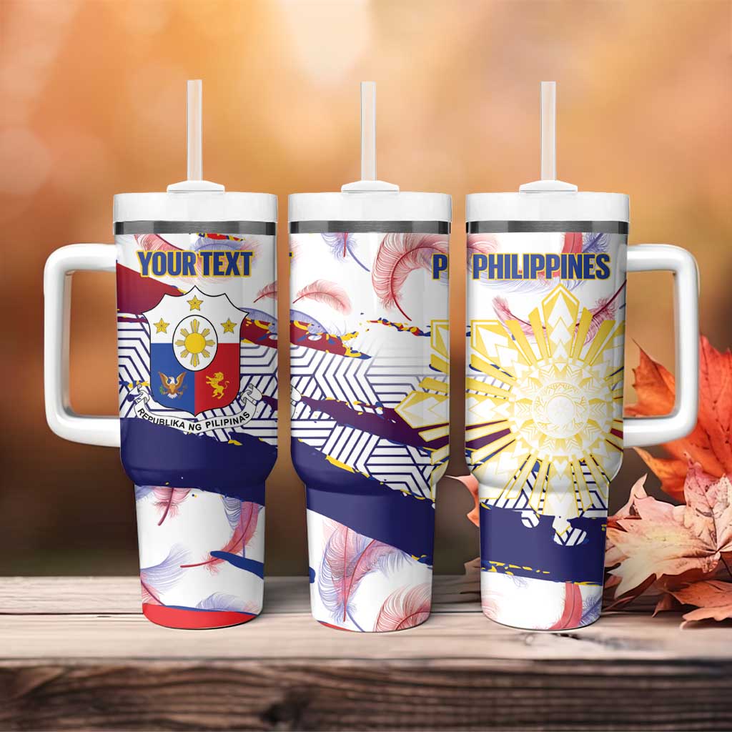 Philippines Sun Tattoo Tumbler With Handle Feathers Filipinas Grunge Style White