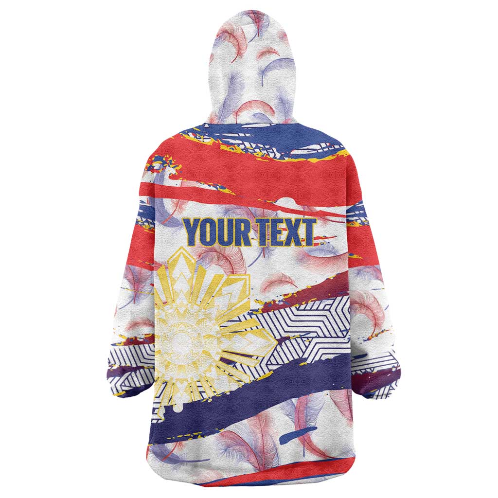 Philippines Sun Tattoo Wearable Blanket Hoodie Feathers Filipinas Grunge Style White