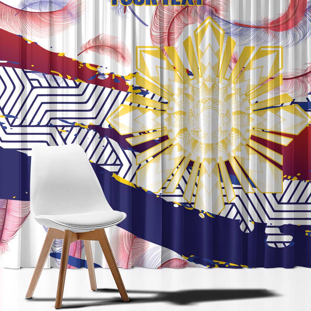 Philippines Sun Tattoo Window Curtain Feathers Filipinas Grunge Style White