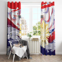 Philippines Sun Tattoo Window Curtain Feathers Filipinas Grunge Style White