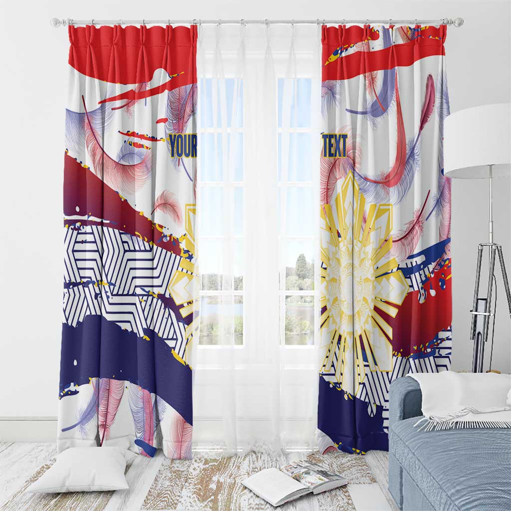 Philippines Sun Tattoo Window Curtain Feathers Filipinas Grunge Style White