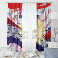 Philippines Sun Tattoo Window Curtain Feathers Filipinas Grunge Style White