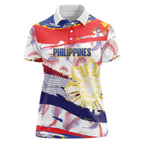 Philippines Sun Tattoo Women Polo Shirt Feathers Filipinas Grunge Style White
