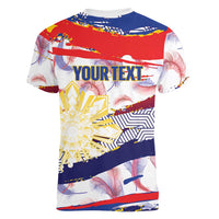 Philippines Sun Tattoo Women V-Neck T-Shirt Feathers Filipinas Grunge Style White