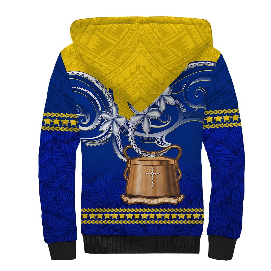 Personalised Tokelau Sherpa Hoodie Tokelauan Tatau Plumeria Special Style LT14 - Polynesian Pride