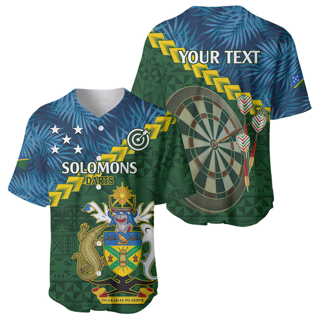 Personalised Solomon Islands Darts Baseball Jersey Tropical Leaves Melanesian Pattern