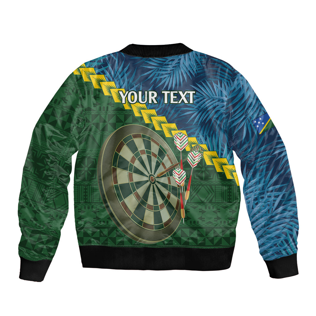 Personalised Solomon Islands Darts Bomber Jacket Tropical Leaves Melanesian Pattern