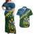 Personalised Solomon Islands Darts Couples Matching Off Shoulder Maxi Dress and Hawaiian Shirt Tropical Leaves Melanesian Pattern