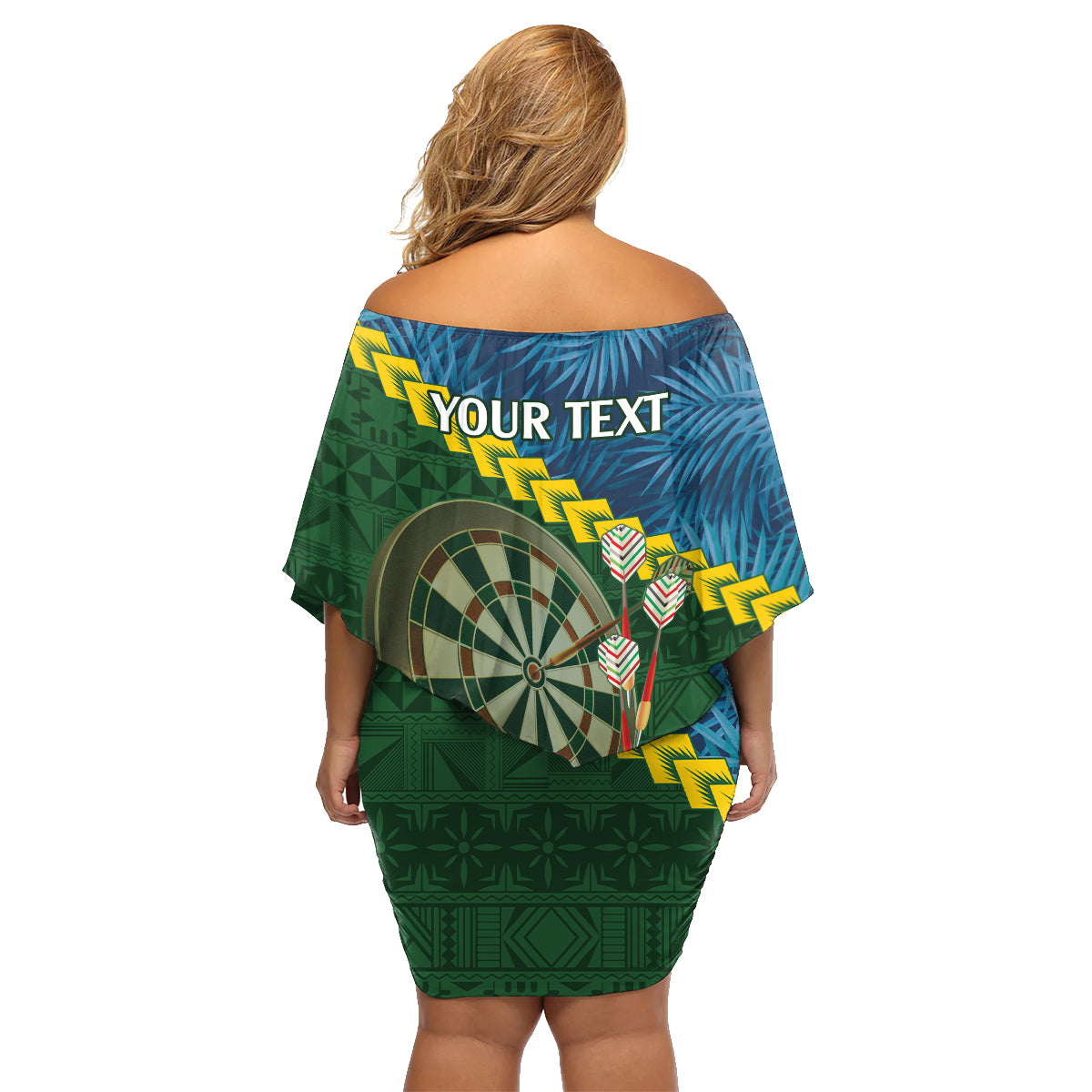 Personalised Solomon Islands Darts Family Matching Off Shoulder Short Dress and Hawaiian Shirt Tropical Leaves Melanesian Pattern