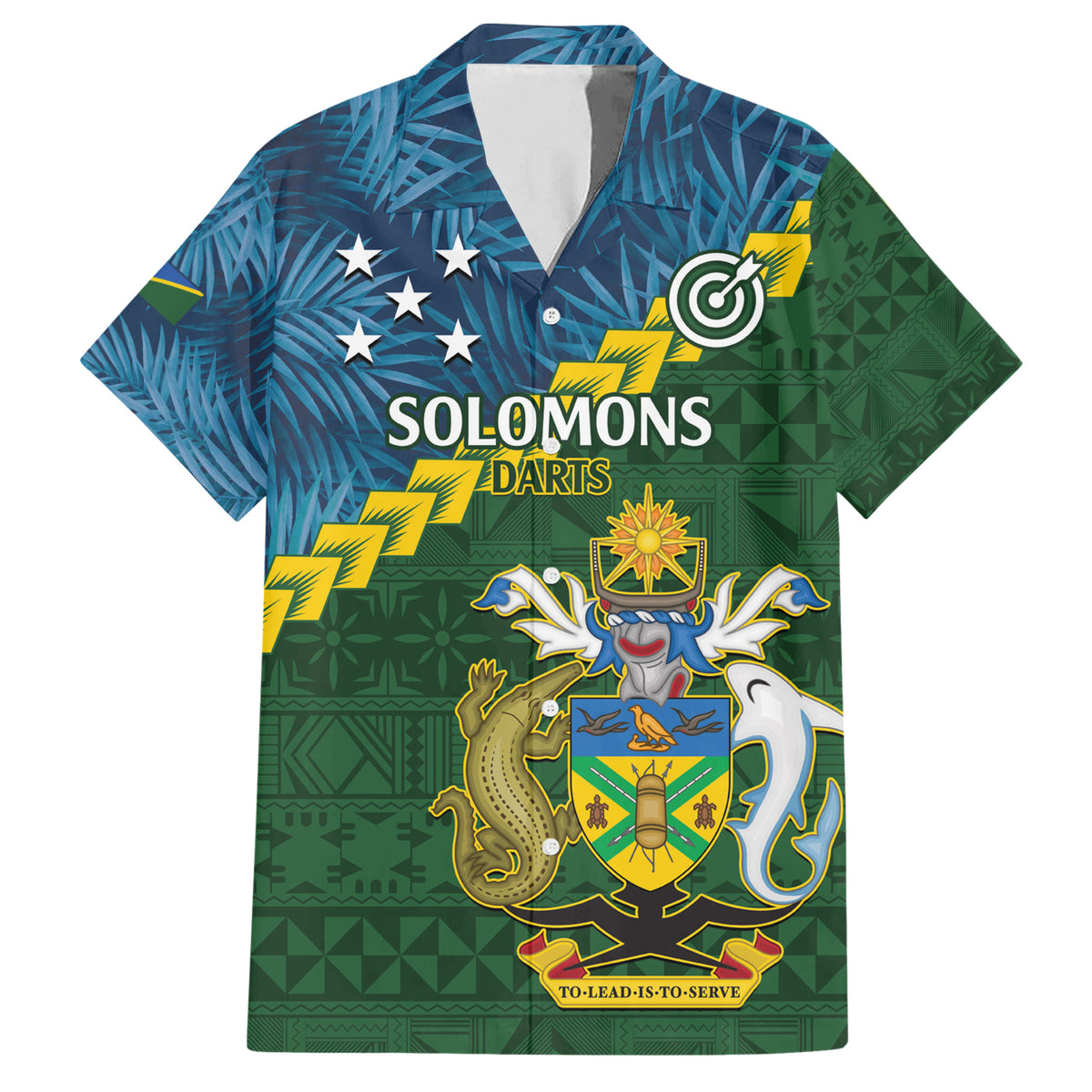 Personalised Solomon Islands Darts Family Matching Short Sleeve Bodycon Dress and Hawaiian Shirt Tropical Leaves Melanesian Pattern