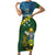 Personalised Solomon Islands Darts Family Matching Short Sleeve Bodycon Dress and Hawaiian Shirt Tropical Leaves Melanesian Pattern