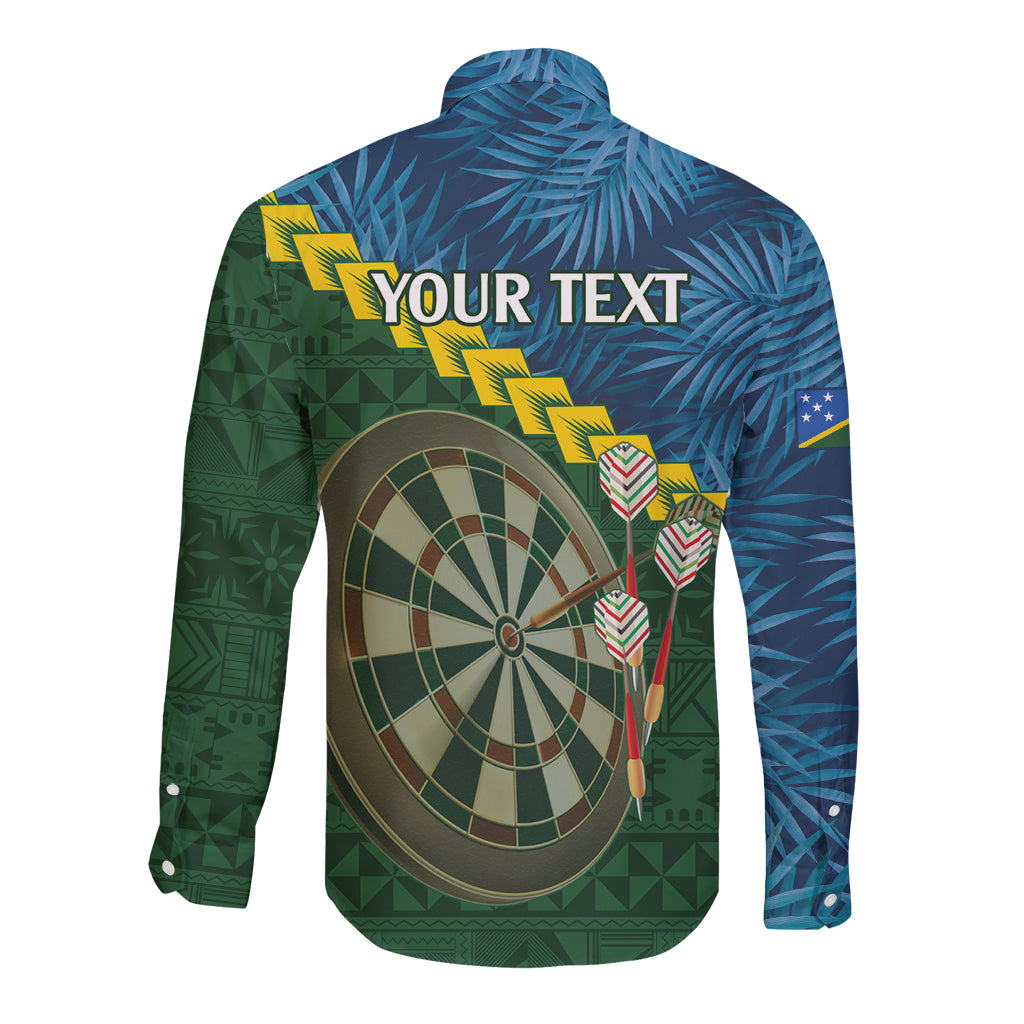 Personalised Solomon Islands Darts Long Sleeve Button Shirt Tropical Leaves Melanesian Pattern