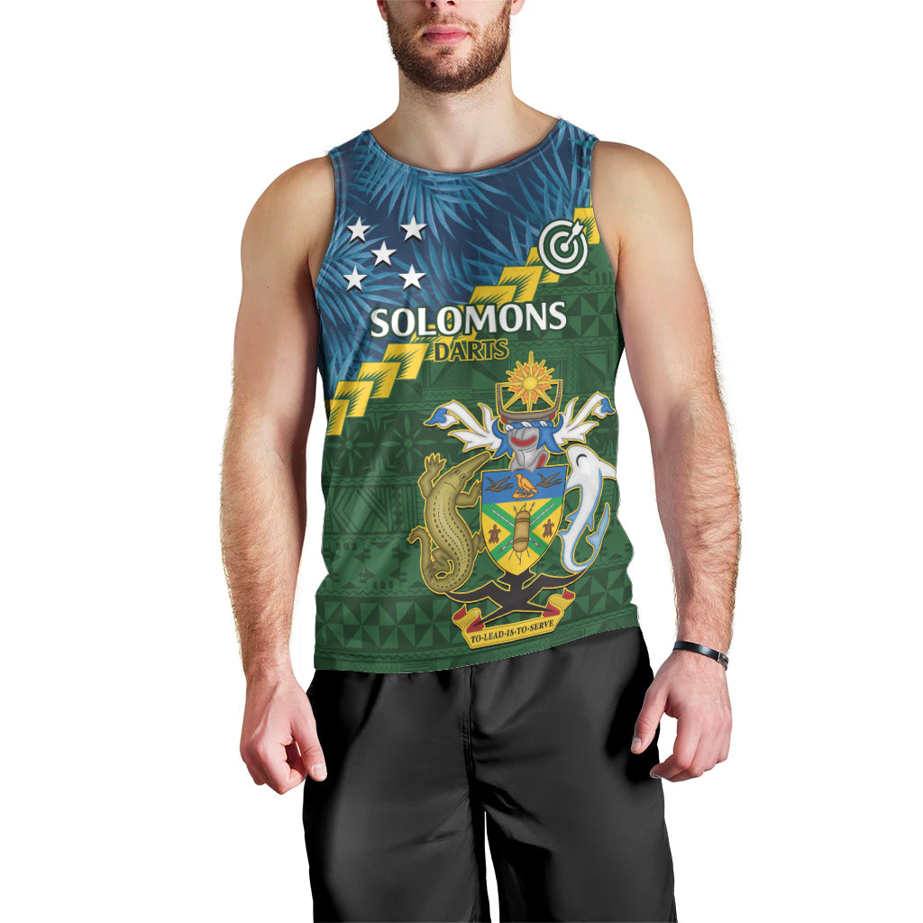 Personalised Solomon Islands Darts Men Tank Top Tropical Leaves Melanesian Pattern