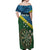 Personalised Solomon Islands Darts Off Shoulder Maxi Dress Tropical Leaves Melanesian Pattern