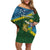 Personalised Solomon Islands Darts Off Shoulder Short Dress Tropical Leaves Melanesian Pattern