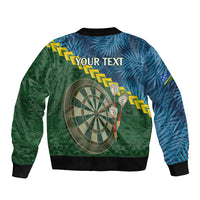 Personalised Solomon Islands Darts Sleeve Zip Bomber Jacket Tropical Leaves Melanesian Pattern