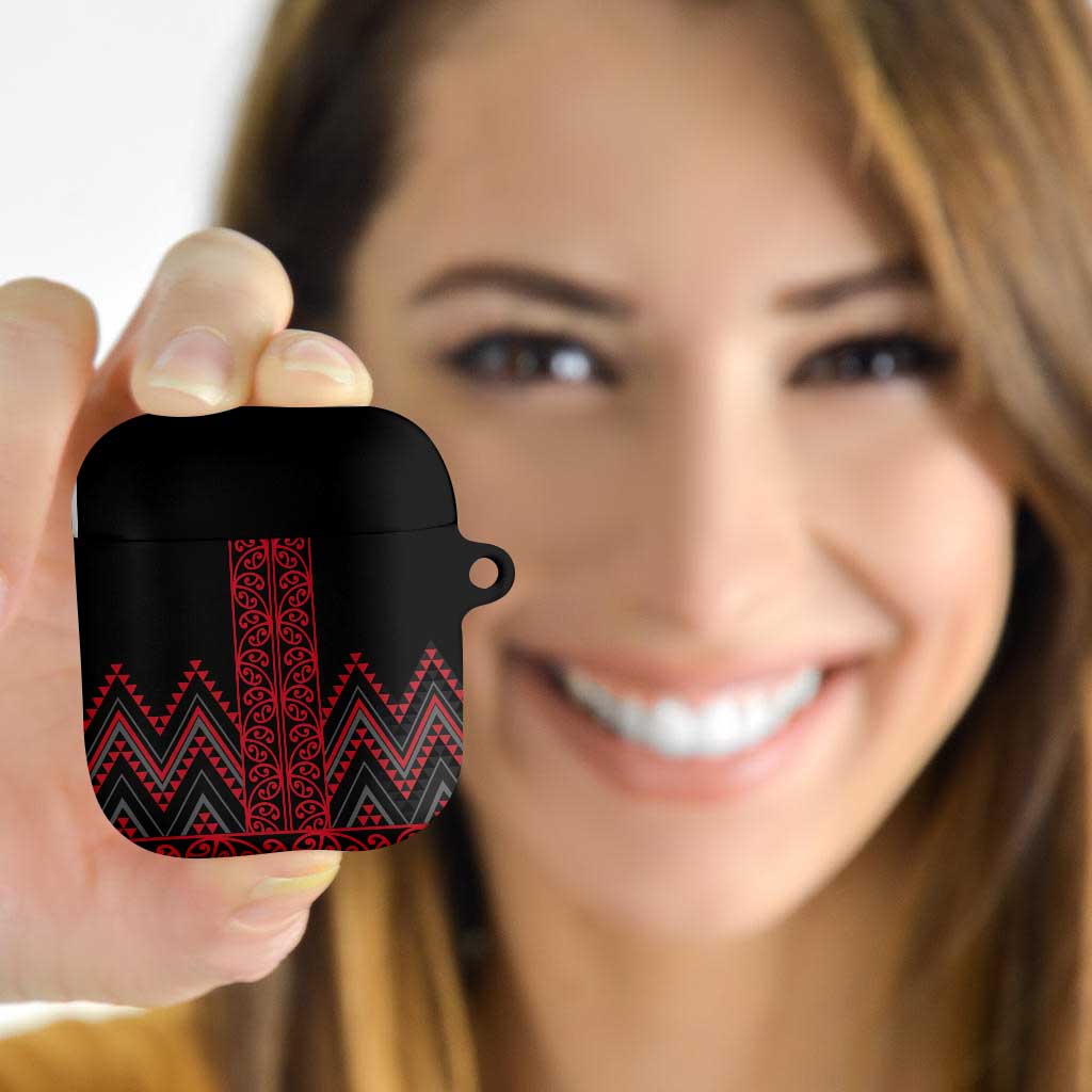Red Aotearoa Mangopare Kowhaiwhai Niho Taniwha AirPods Case Maori New Zealand - Polynesian Pride
