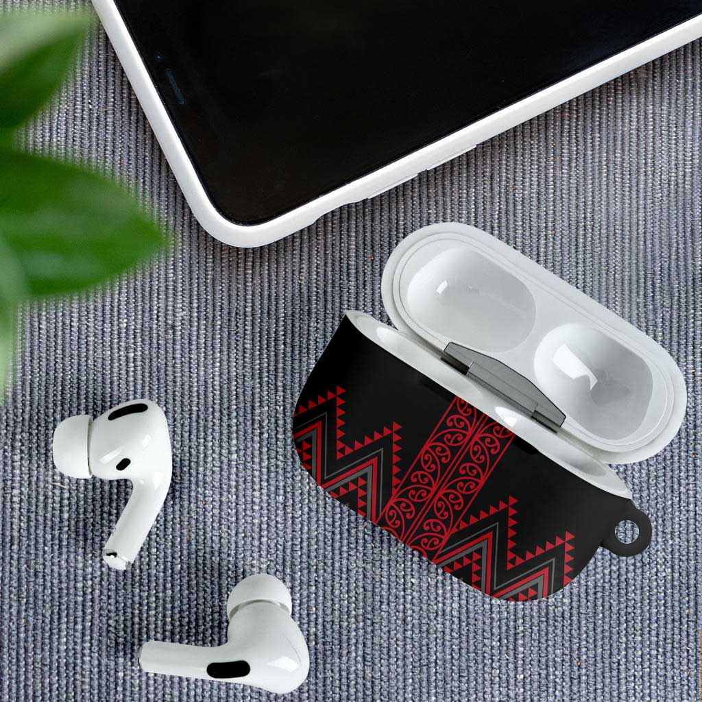 Red Aotearoa Mangopare Kowhaiwhai Niho Taniwha AirPods Case Maori New Zealand - Polynesian Pride