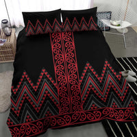 Red Aotearoa Mangopare Kowhaiwhai and Niho Taniwha Bedding Set Maori New Zealand