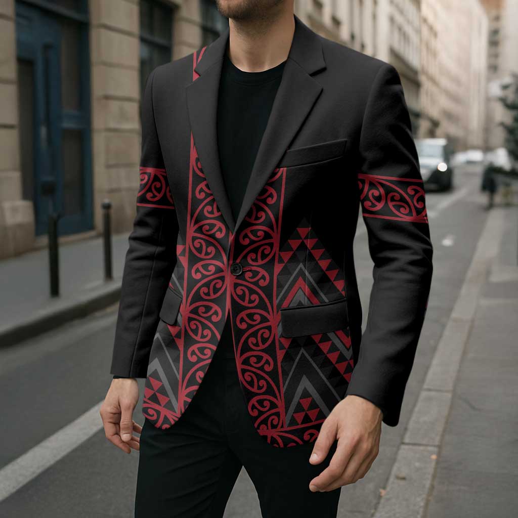 Red Aotearoa Mangopare Kowhaiwhai Niho Taniwha Blazer Maori New Zealand - Polynesian Pride