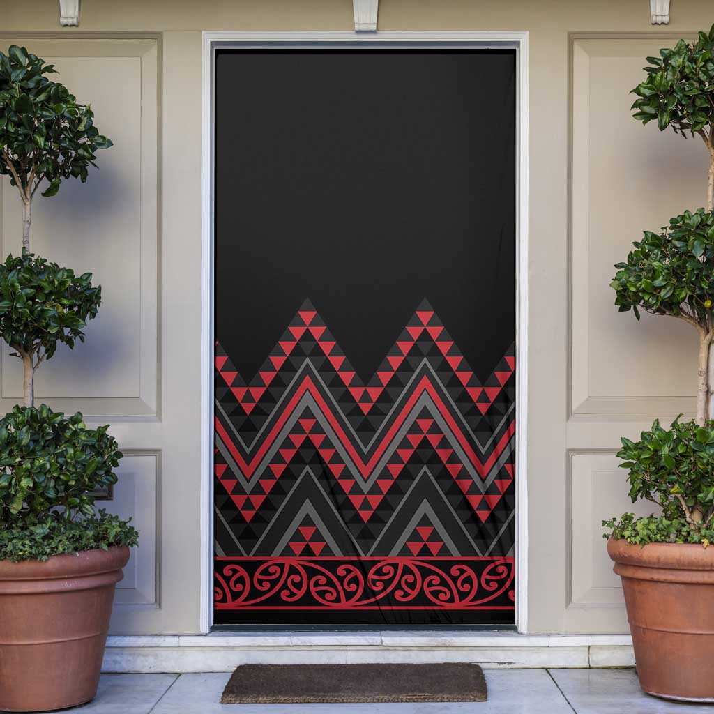 Red Aotearoa Mangopare Kowhaiwhai Niho Taniwha Door Cover Maori New Zealand - Polynesian Pride