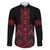 Red Aotearoa Mangopare Kowhaiwhai and Niho Taniwha Family Matching Long Sleeve Bodycon Dress and Hawaiian Shirt Maori New Zealand