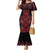 Red Aotearoa Mangopare Kowhaiwhai and Niho Taniwha Family Matching Mermaid Dress and Hawaiian Shirt Maori New Zealand