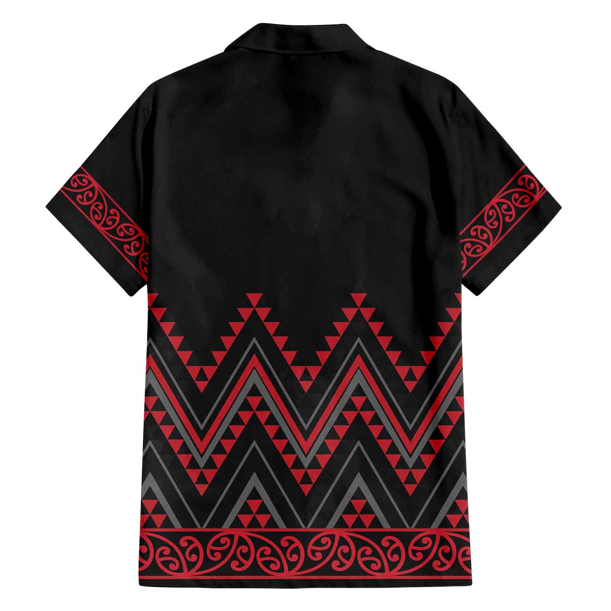 Red Aotearoa Mangopare Kowhaiwhai and Niho Taniwha Family Matching Off The Shoulder Long Sleeve Dress and Hawaiian Shirt Maori New Zealand LT14 - Polynesian Pride