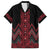Red Aotearoa Mangopare Kowhaiwhai and Niho Taniwha Family Matching Off Shoulder Maxi Dress and Hawaiian Shirt Maori New Zealand