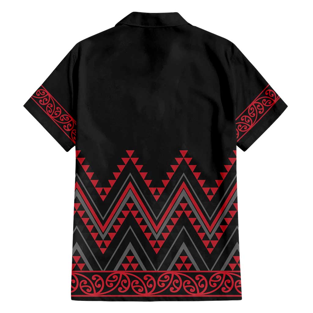 Red Aotearoa Mangopare Kowhaiwhai and Niho Taniwha Family Matching Short Sleeve Bodycon Dress and Hawaiian Shirt Maori New Zealand LT14 - Polynesian Pride