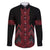 Red Aotearoa Mangopare Kowhaiwhai and Niho Taniwha Family Matching Short Sleeve Bodycon Dress and Hawaiian Shirt Maori New Zealand