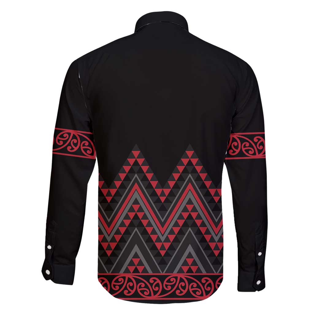 Red Aotearoa Mangopare Kowhaiwhai and Niho Taniwha Family Matching Short Sleeve Bodycon Dress and Hawaiian Shirt Maori New Zealand LT14 - Polynesian Pride