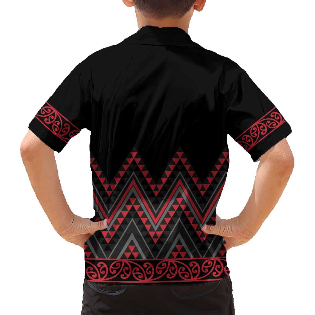 Red Aotearoa Mangopare Kowhaiwhai and Niho Taniwha Family Matching Summer Maxi Dress and Hawaiian Shirt Maori New Zealand LT14 - Polynesian Pride