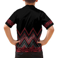 Red Aotearoa Mangopare Kowhaiwhai and Niho Taniwha Family Matching Summer Maxi Dress and Hawaiian Shirt Maori New Zealand LT14 - Polynesian Pride