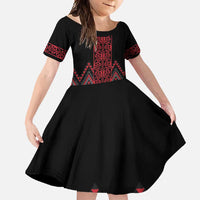 Red Aotearoa Mangopare Kowhaiwhai and Niho Taniwha Family Matching Summer Maxi Dress and Hawaiian Shirt Maori New Zealand LT14 Daughter's Dress Red - Polynesian Pride